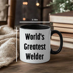 Bold Two Tone Coffee Mug With World's Greatest Welder Quote Gift