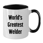 Bold Two Tone Coffee Mug With World's Greatest Welder Quote Gift