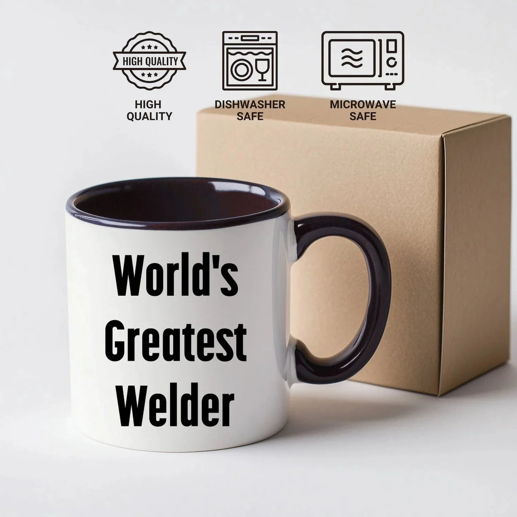Bold Two Tone Coffee Mug With World's Greatest Welder Quote Gift