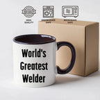Bold Two Tone Coffee Mug With World's Greatest Welder Quote Gift