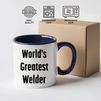 Bold Two Tone Coffee Mug With World's Greatest Welder Quote Gift