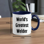 Bold Two Tone Coffee Mug With World's Greatest Welder Quote Gift