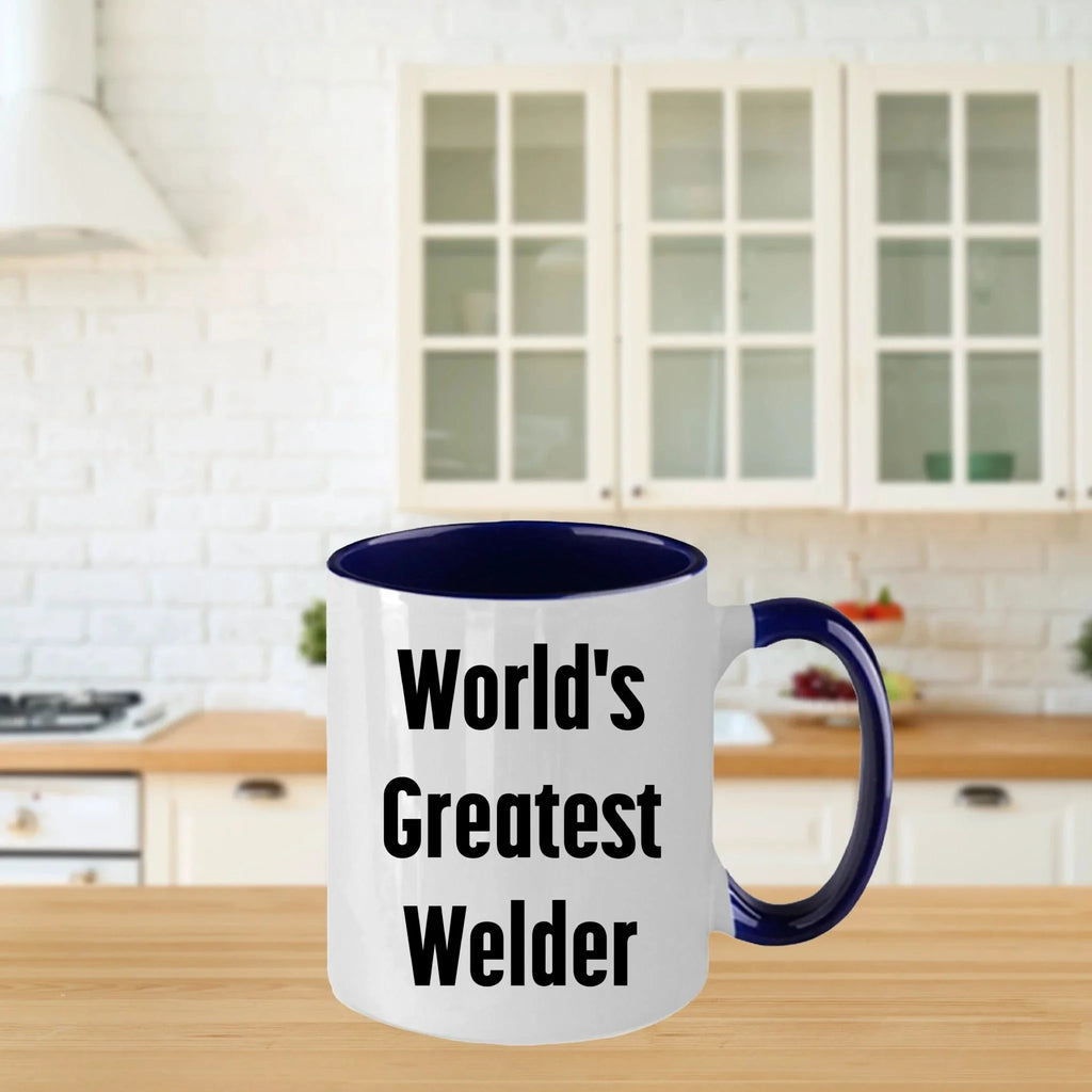 Bold Two Tone Coffee Mug With World's Greatest Welder Quote Gift