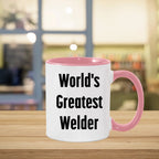 Bold Two Tone Coffee Mug With World's Greatest Welder Quote Gift