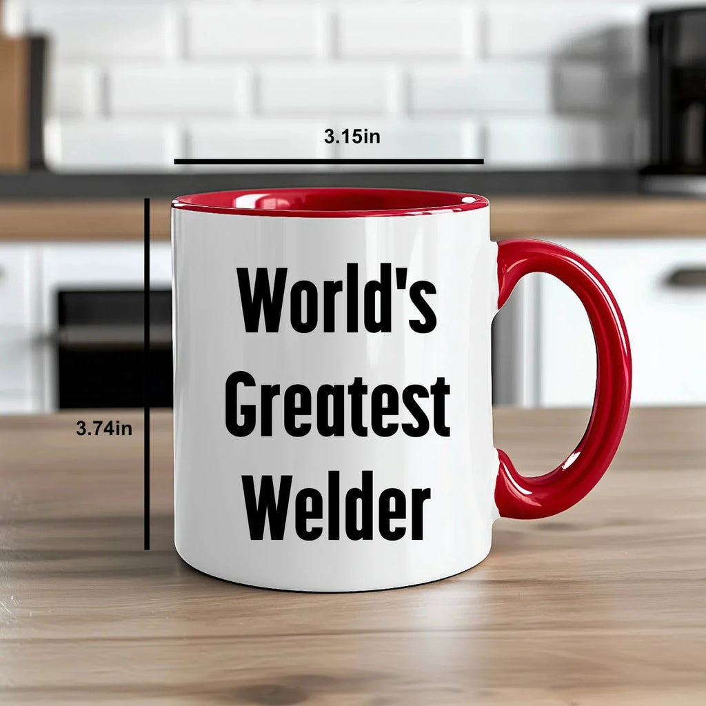 Bold Two Tone Coffee Mug With World's Greatest Welder Quote Gift