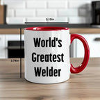 Bold Two Tone Coffee Mug With World's Greatest Welder Quote Gift