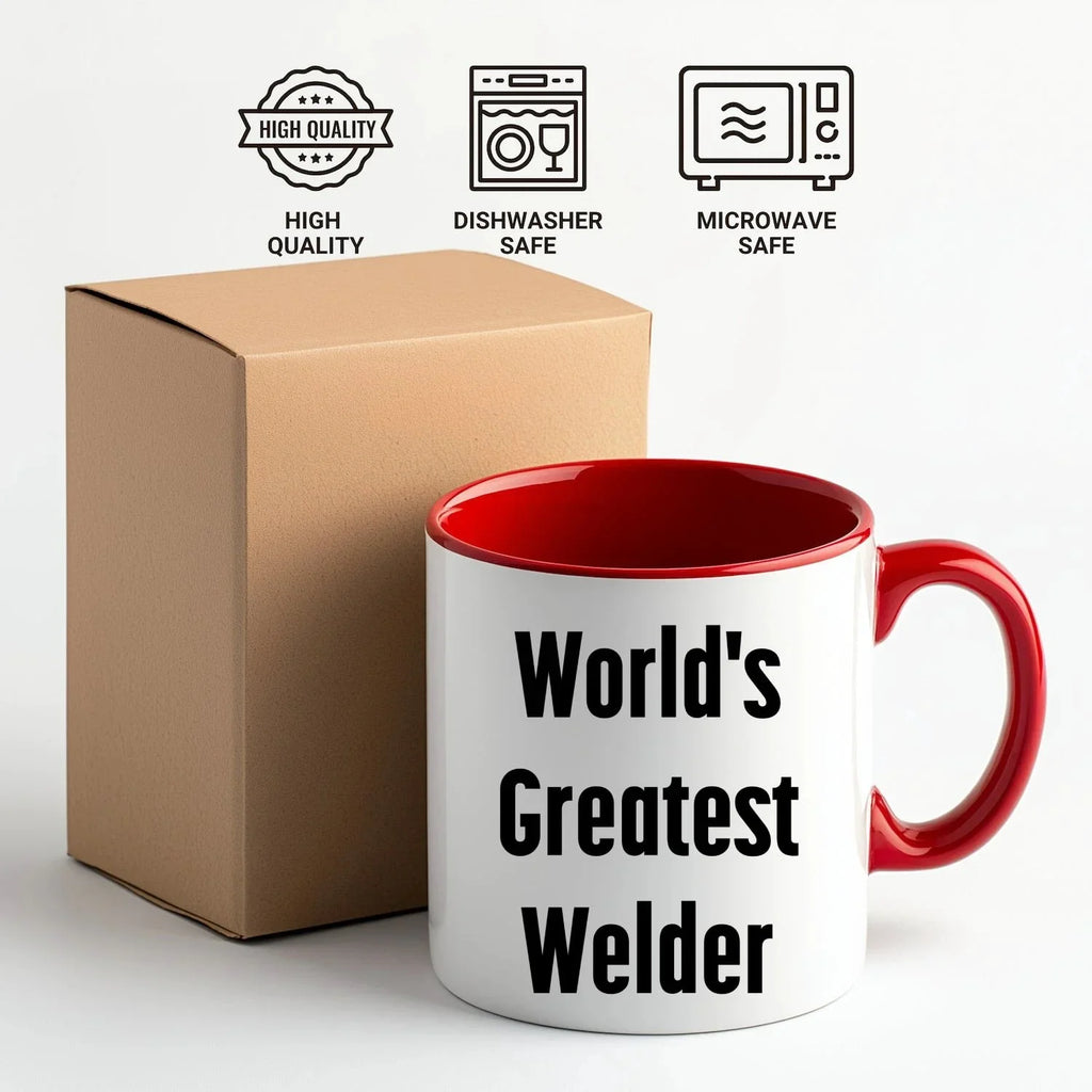 Bold Two Tone Coffee Mug With World's Greatest Welder Quote Gift
