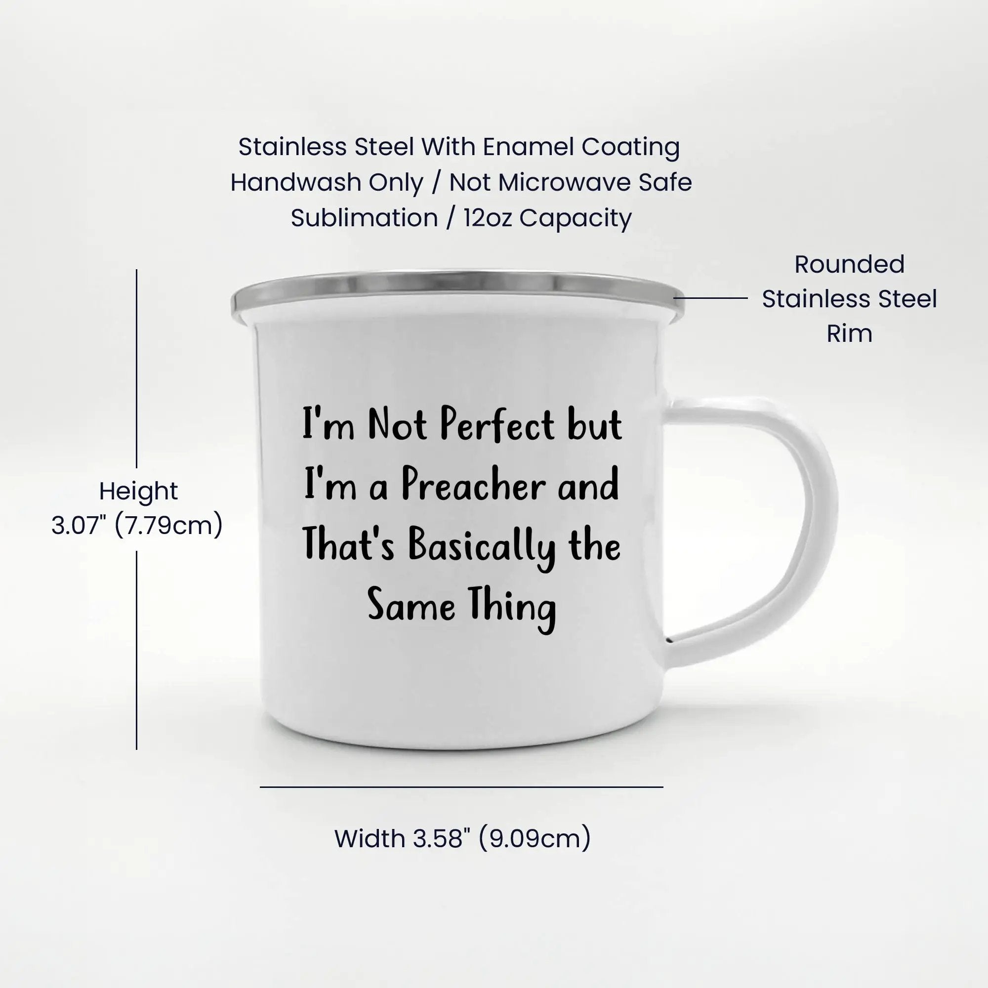 Preacher Humor Camping Mug - I'm Not Perfect - Mallard Moon
