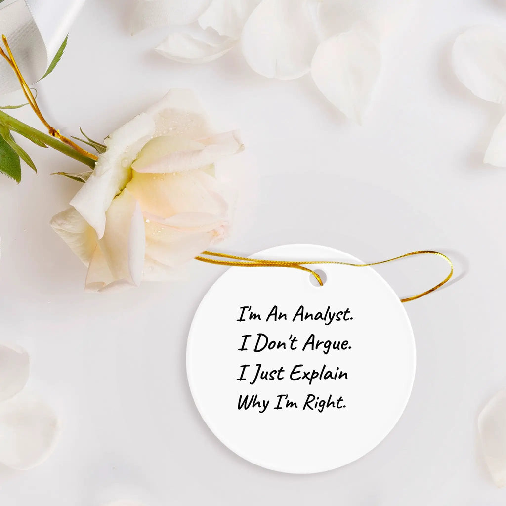 Funny Analyst Christmas Circle Ornament with 'I'm An Analyst, I Don't Argue...' Motto