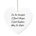 Funny Analyst Heart Ornament I Am An Analyst . I Don't Argue. I Just Explain Why I'm Right