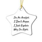 Analyst Star Ornament White MDF With Gold Cord Funny Coworker Gift For Analysts Collectible