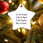 Analyst Star Ornament White MDF With Gold Cord Funny Coworker Gift For Analysts Collectible
