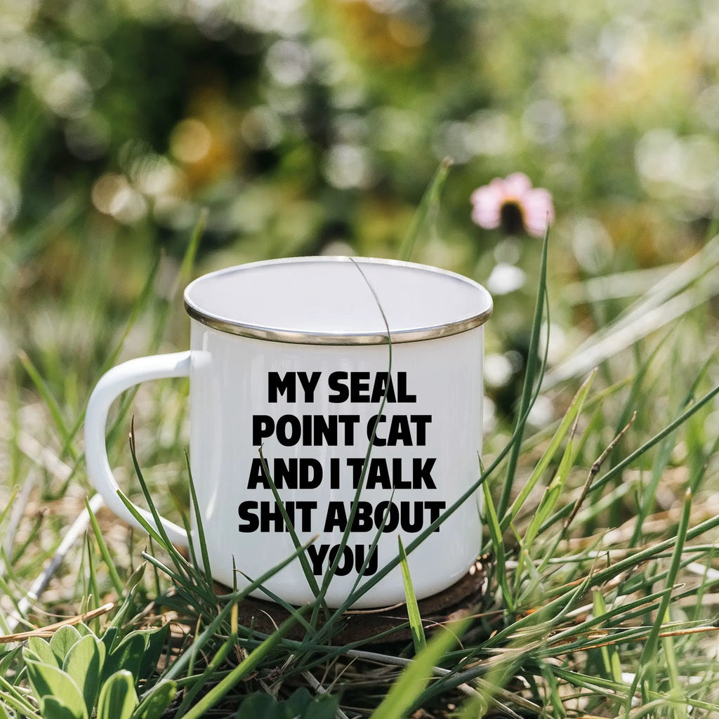Seal Point Cat Camping Mug My Seal Point Cat And I Talk Shit About You Gift