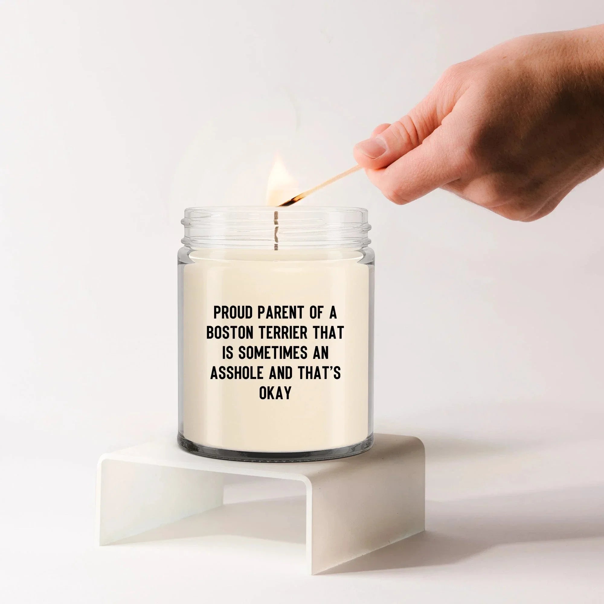 Funny Boston Terrier Candle – “Proud Parent of a Boston Terrier That Is Sometimes an A**hole and That’s Okay” – Sarcastic Dog Lover Gift for Pet Moms & Dads – 100% Soy Wax, 9 oz