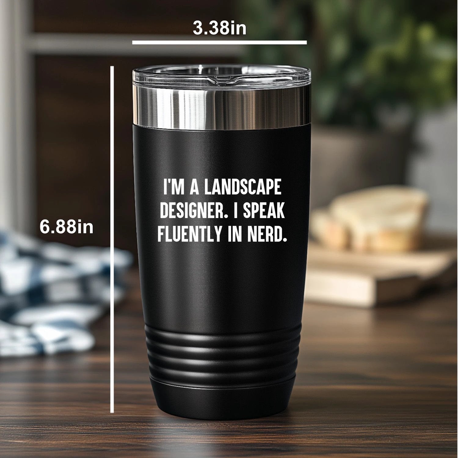 Landscape Designer Gift - I’m a Landscape Designer. I Speak Fluently in Nerd – Funny Black Stainless-Steel Polar Travel Tumbler