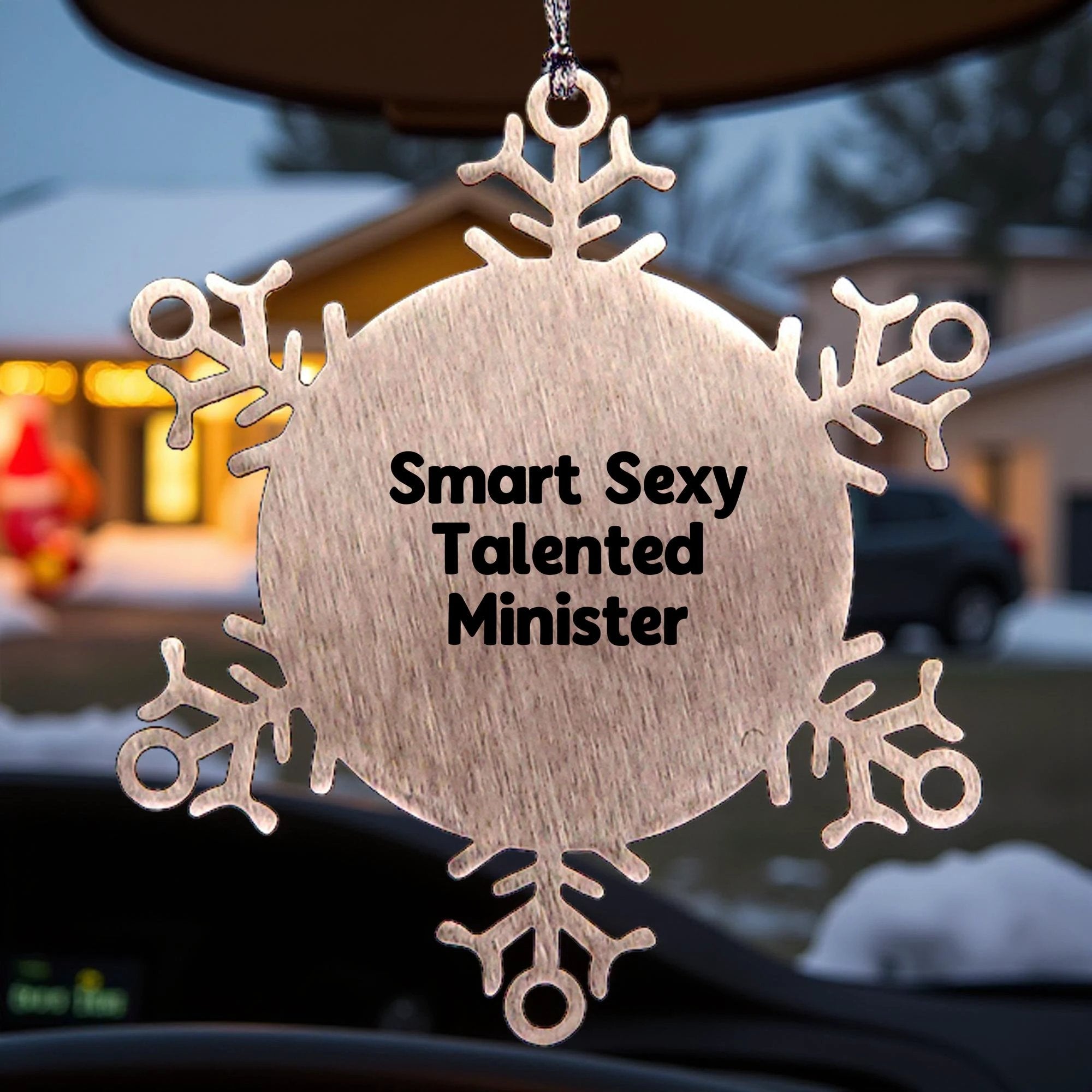 Funny Minister Gifts for Men, Smart Sexy Talented Minister Snowflake Ornament Christmas Unique Gifts from Friends, Family, Coworkers
