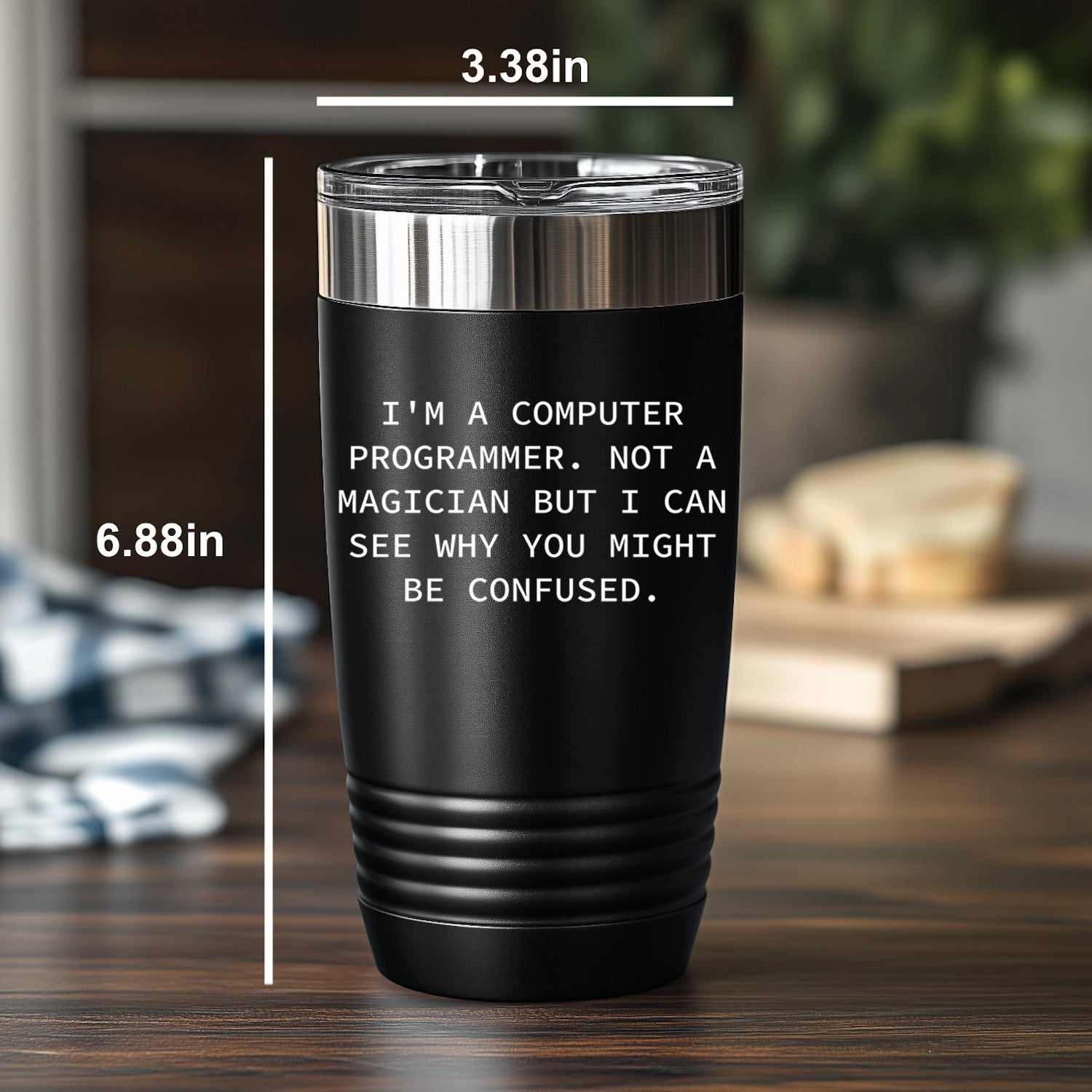 Funny Computer Programmer Gifts 'I'm A Computer Programmer. Not A Magician',Laser Etched Black Polar Tumbler – 20oz or 30oz Stainless Steel, Vacuum Insulated Travel Mug - Mallard Moon Gift Shop