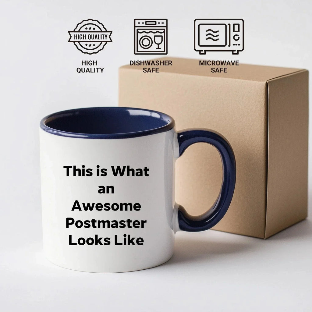 Funny Postmaster Quotes Two Tone Coffee Mug, Gifts from Friends for Postmaster Graduation, Inspirational Mug for Him/Her, 11oz Ceramic
