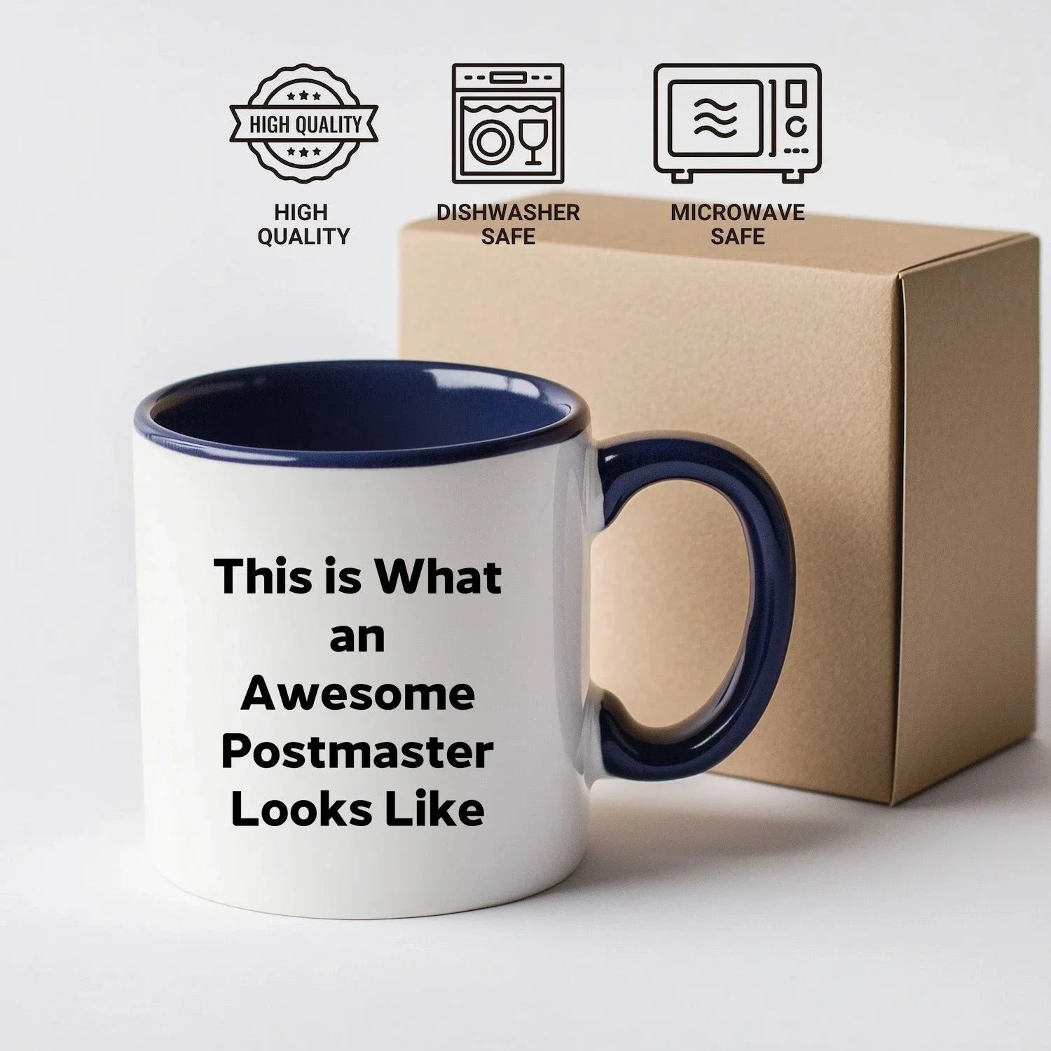 Funny Postmaster Quotes Two Tone Coffee Mug, Gifts from Friends for Postmaster Graduation, Inspirational Mug for Him/Her, 11oz Ceramic