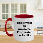 Funny Postmaster Quotes Two Tone Coffee Mug, Gifts from Friends for Postmaster Graduation, Inspirational Mug for Him/Her, 11oz Ceramic