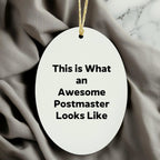 Gifts from Friends and Family - This Is What an Awesome Postmaster Looks Like, Oval Ornament for Christmas