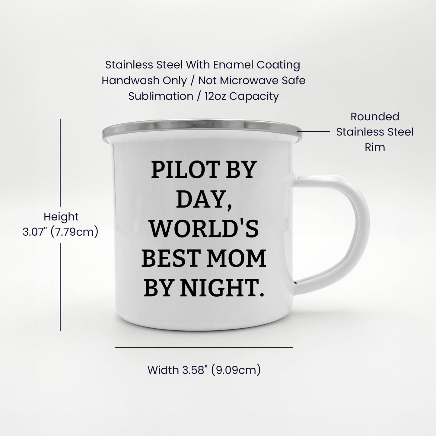 Pilot by Day, World's Best Mom's at Night 12 oz Camping Mug