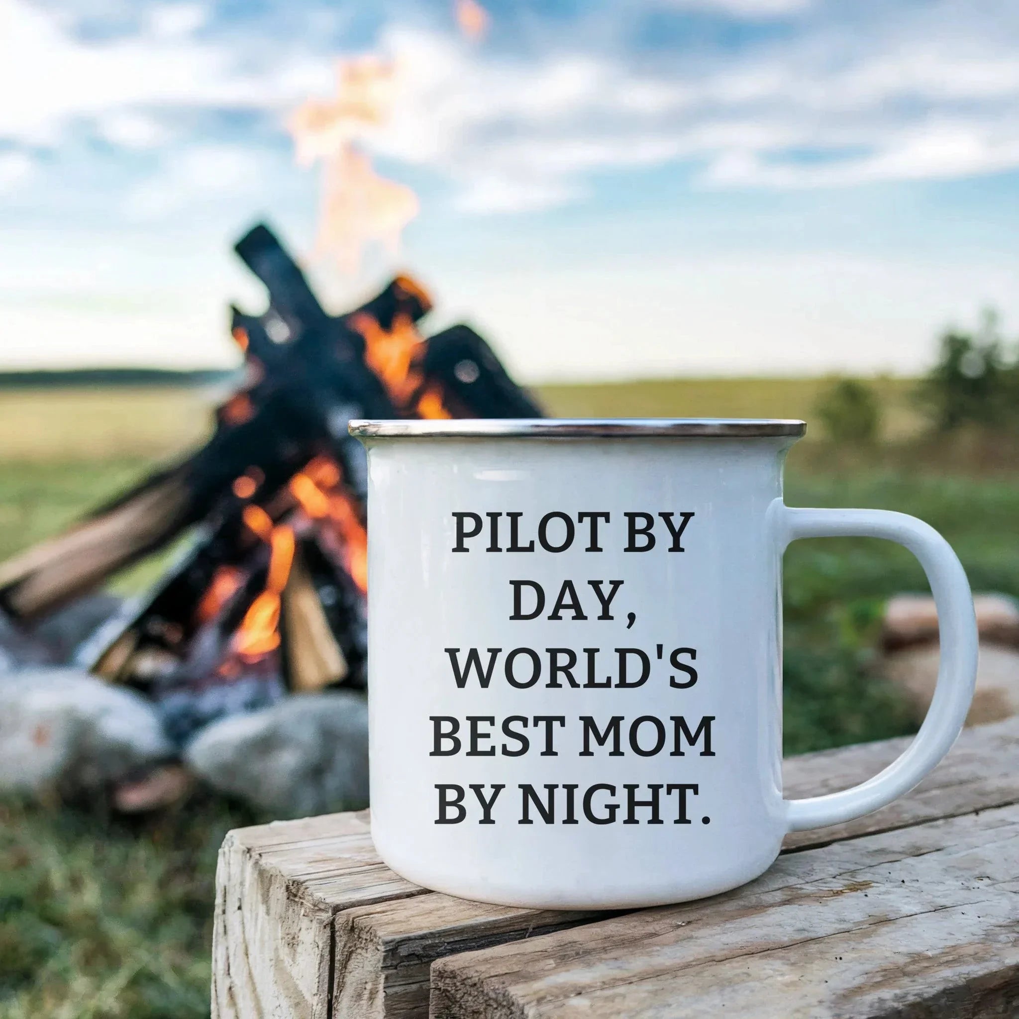 Pilot by Day, World's Best Mom's at Night 12 oz Camping Mug