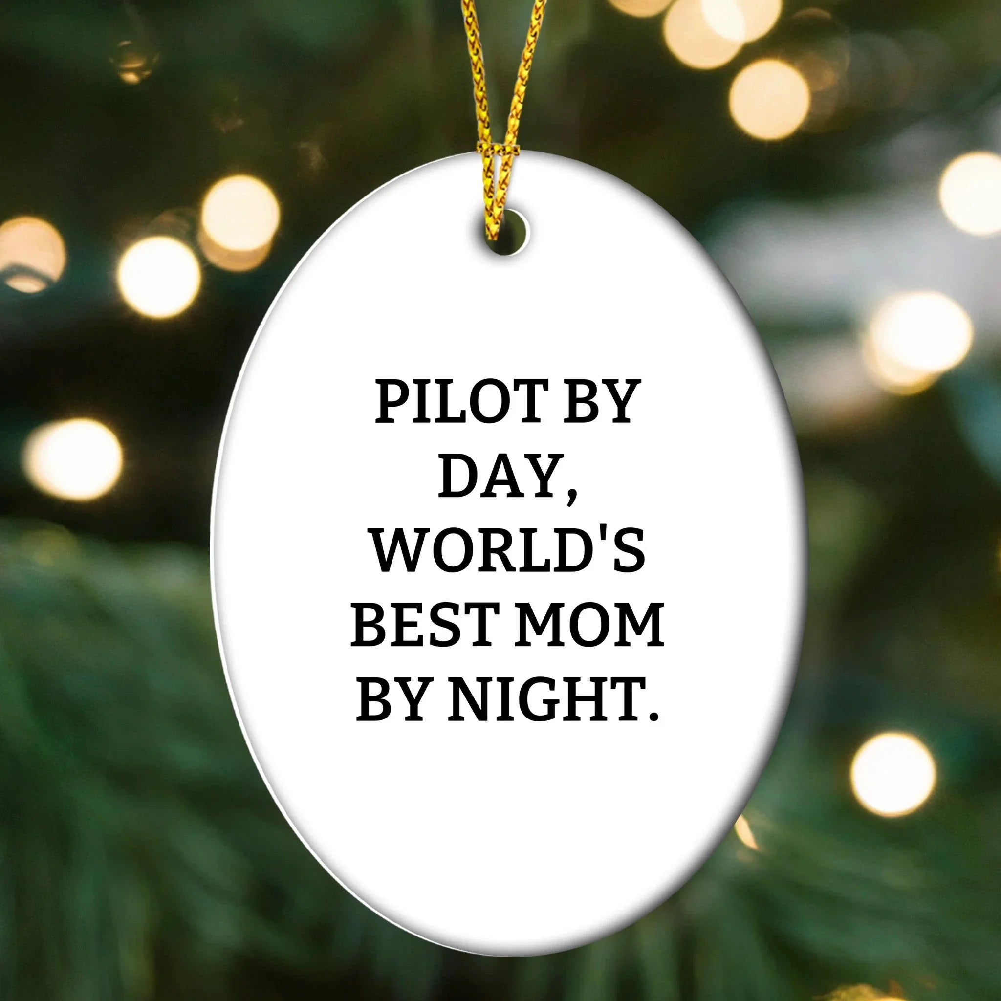 Pilot Gifts from Friends for World's Best Mom, Funny Oval Ornament, Christmas Unique Presents