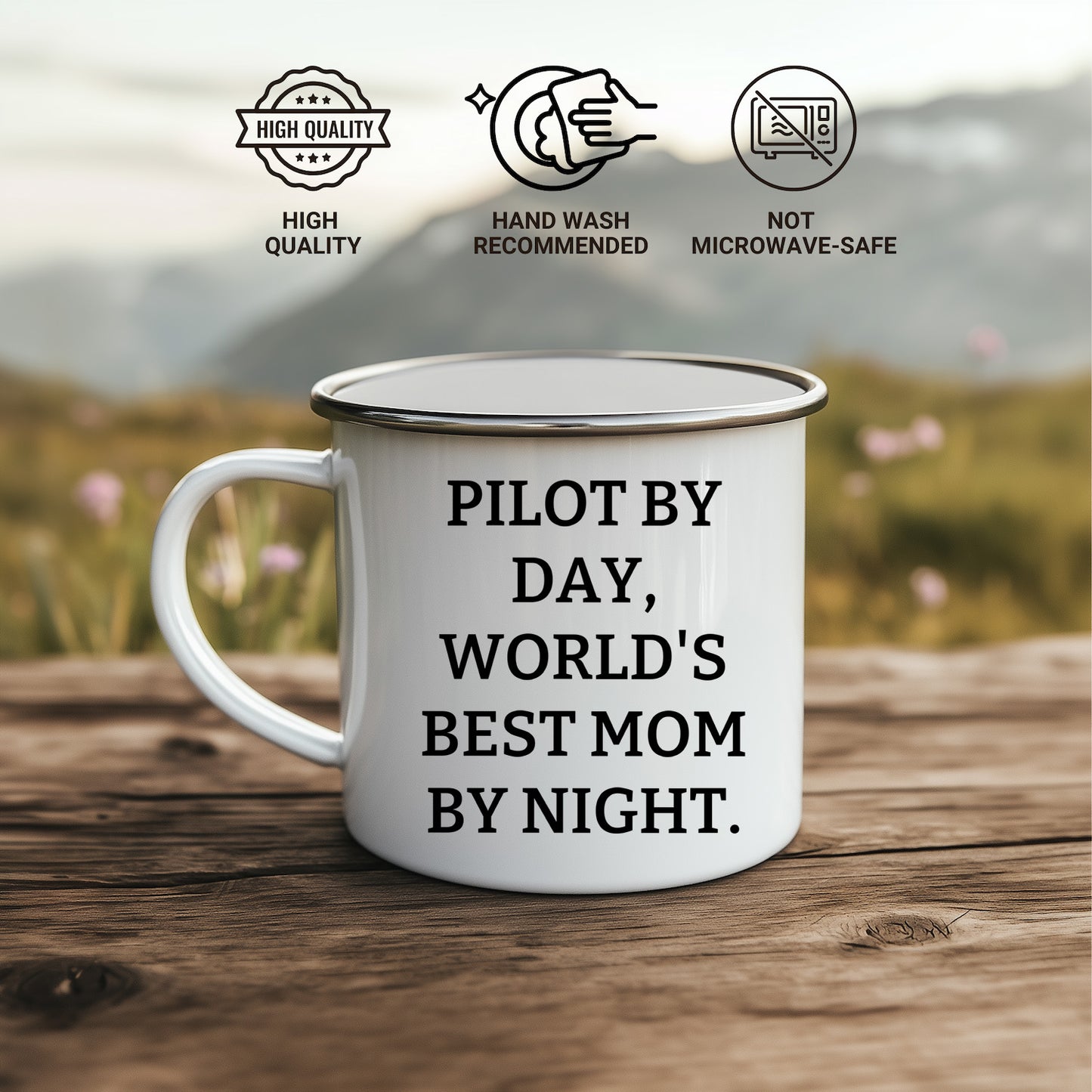 Pilot by Day, World's Best Mom's at Night 12 oz Camping Mug