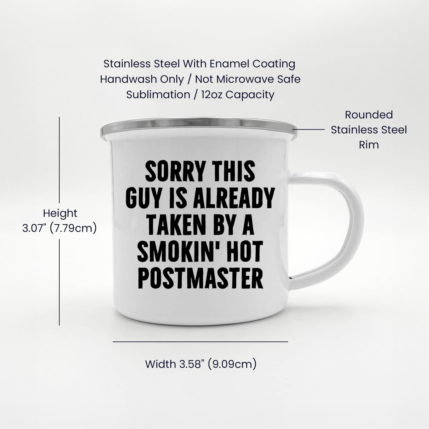 Funny Postmaster Gifts for Men, Sorry This Guy Is Already Taken Camping Mug for Father's Day, Enamel Finish with Permanent Printing