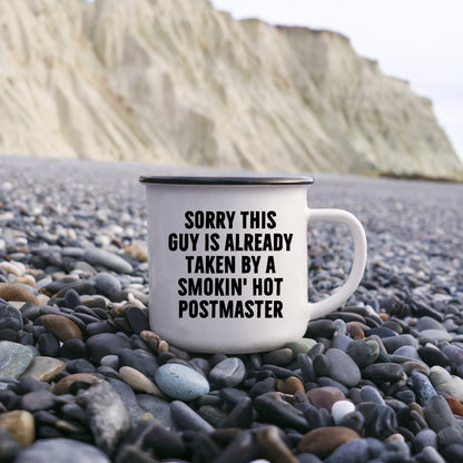 Funny Postmaster Gifts for Men, Sorry This Guy Is Already Taken Camping Mug for Father's Day, Enamel Finish with Permanent Printing
