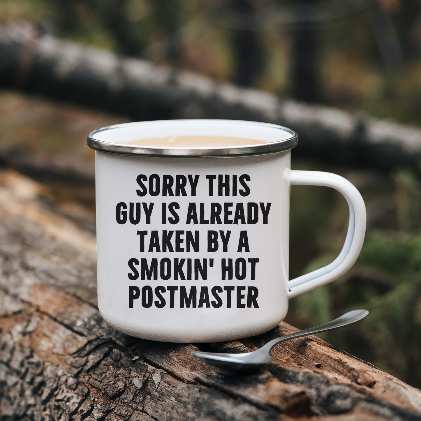 Funny Postmaster Gifts for Men, Sorry This Guy Is Already Taken Camping Mug for Father's Day, Enamel Finish with Permanent Printing