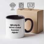 Funny Insurance Adjuster Gifts from Men to Women - Officially The World's Coolest Insurance Adjuster Two Tone Coffee Mug, Christmas Unique Gifts
