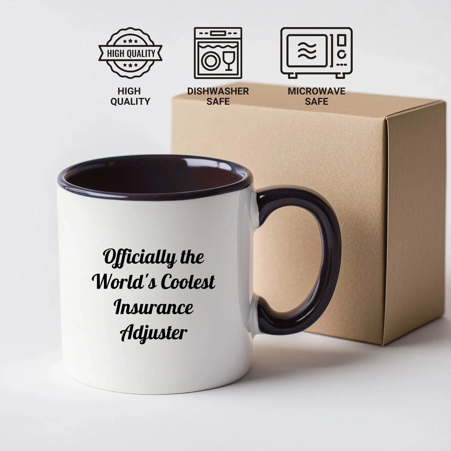 Funny Insurance Adjuster Gifts from Men to Women - Officially The World's Coolest Insurance Adjuster Two Tone Coffee Mug, Christmas Unique Gifts