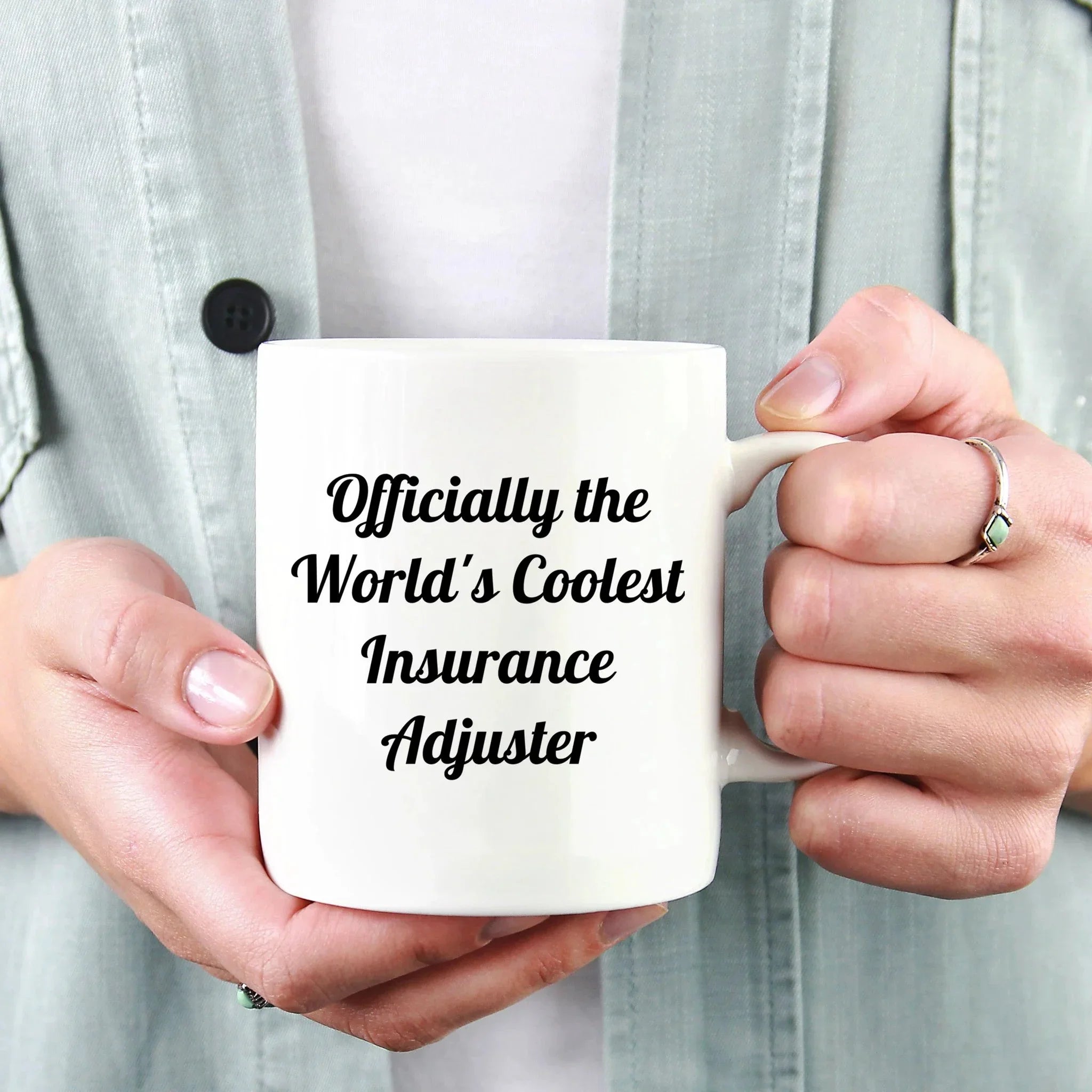 Funny Insurance Adjuster Gifts, Officially The Worlds Coolest Insurance Adjuster, White Coffee Mug, Christmas Unique Gifts for Insurance Adjusters Men Women Friends Coworkers Family