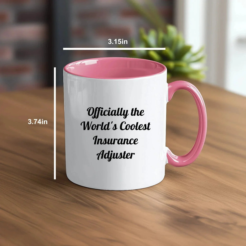 Funny Insurance Adjuster Gifts from Men to Women - Officially The World's Coolest Insurance Adjuster Two Tone Coffee Mug, Christmas Unique Gifts