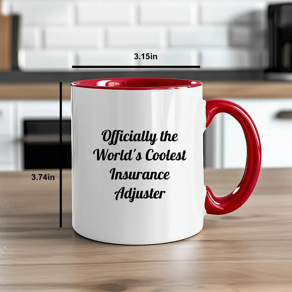 Funny Insurance Adjuster Gifts from Men to Women - Officially The World's Coolest Insurance Adjuster Two Tone Coffee Mug, Christmas Unique Gifts
