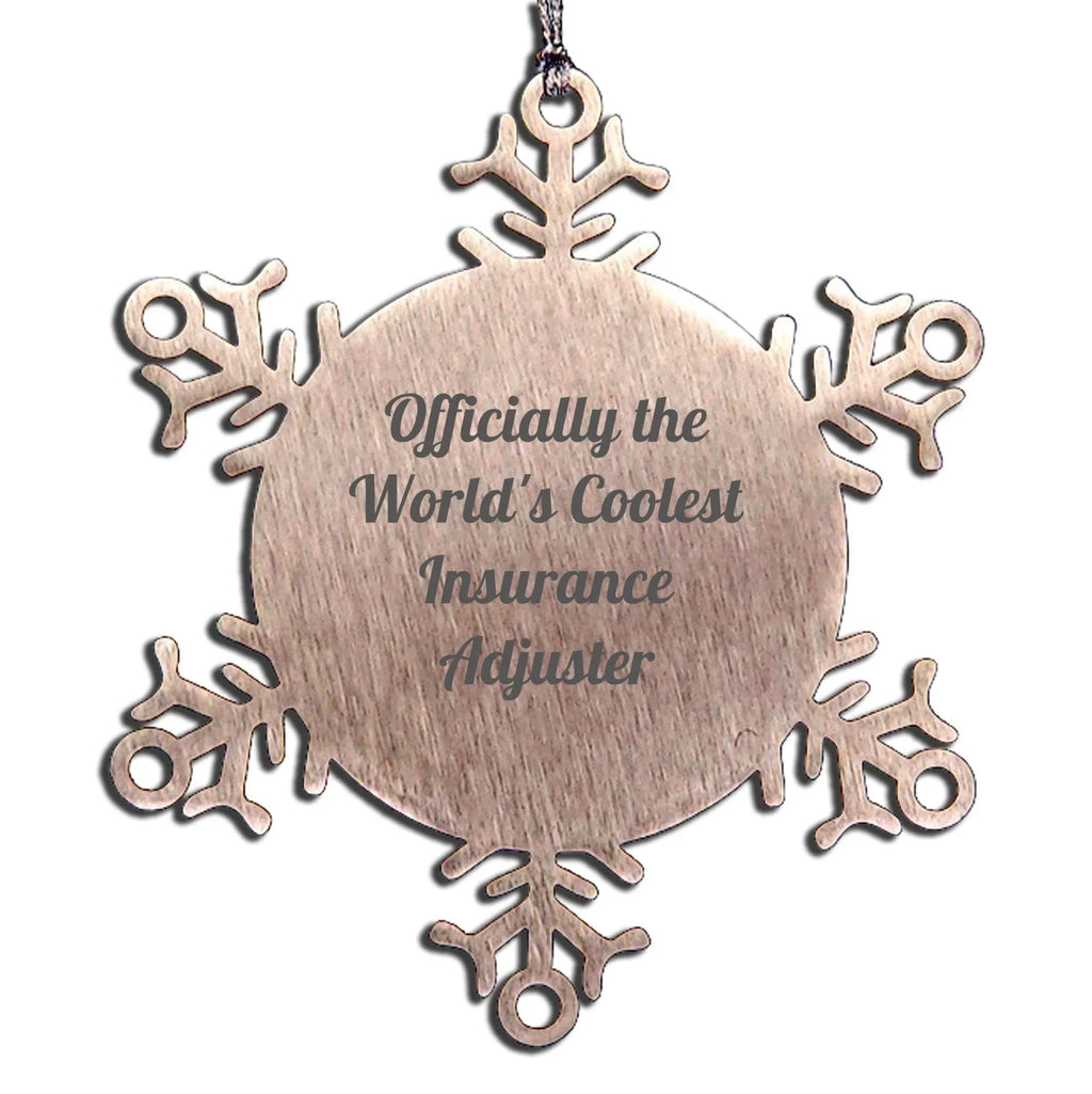 Funny Christmas Unique Gifts from Insurance Adjuster Friends, Unique Snowflake Ornament Quote - Officially The World's Coolest Insurance Adjuster, Christmas Unique Gift for Insurance Adjuster Men