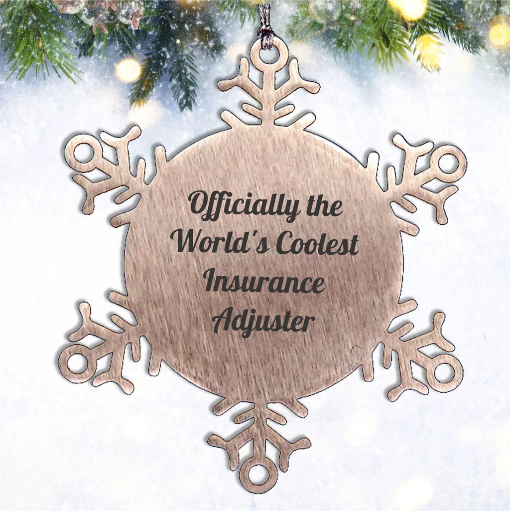 Funny Christmas Unique Gifts from Insurance Adjuster Friends, Unique Snowflake Ornament Quote - Officially The World's Coolest Insurance Adjuster, Christmas Unique Gift for Insurance Adjuster Men