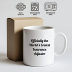 Funny Insurance Adjuster Gifts, Officially The Worlds Coolest Insurance Adjuster, White Coffee Mug, Christmas Unique Gifts for Insurance Adjusters Men Women Friends Coworkers Family