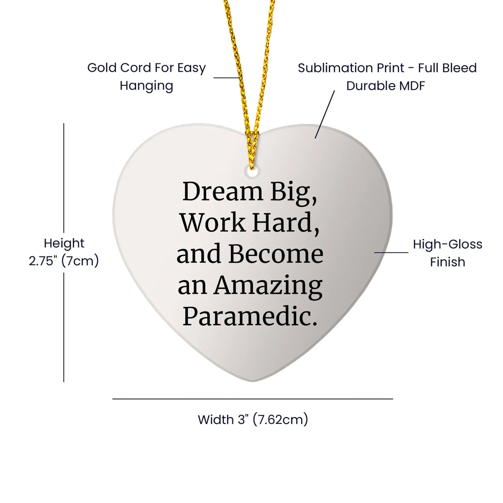 Dream Big Paramedic Gifts from Friends - Inspirational Heart Ornament for Paramedic Men Women Family Christmas Unique Decorations