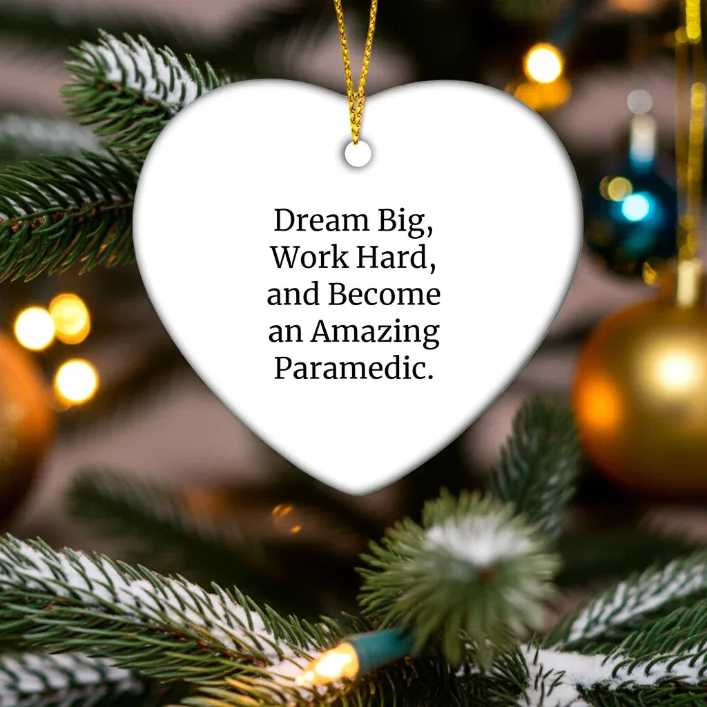 Dream Big Paramedic Gifts from Friends - Inspirational Heart Ornament for Paramedic Men Women Family Christmas Unique Decorations