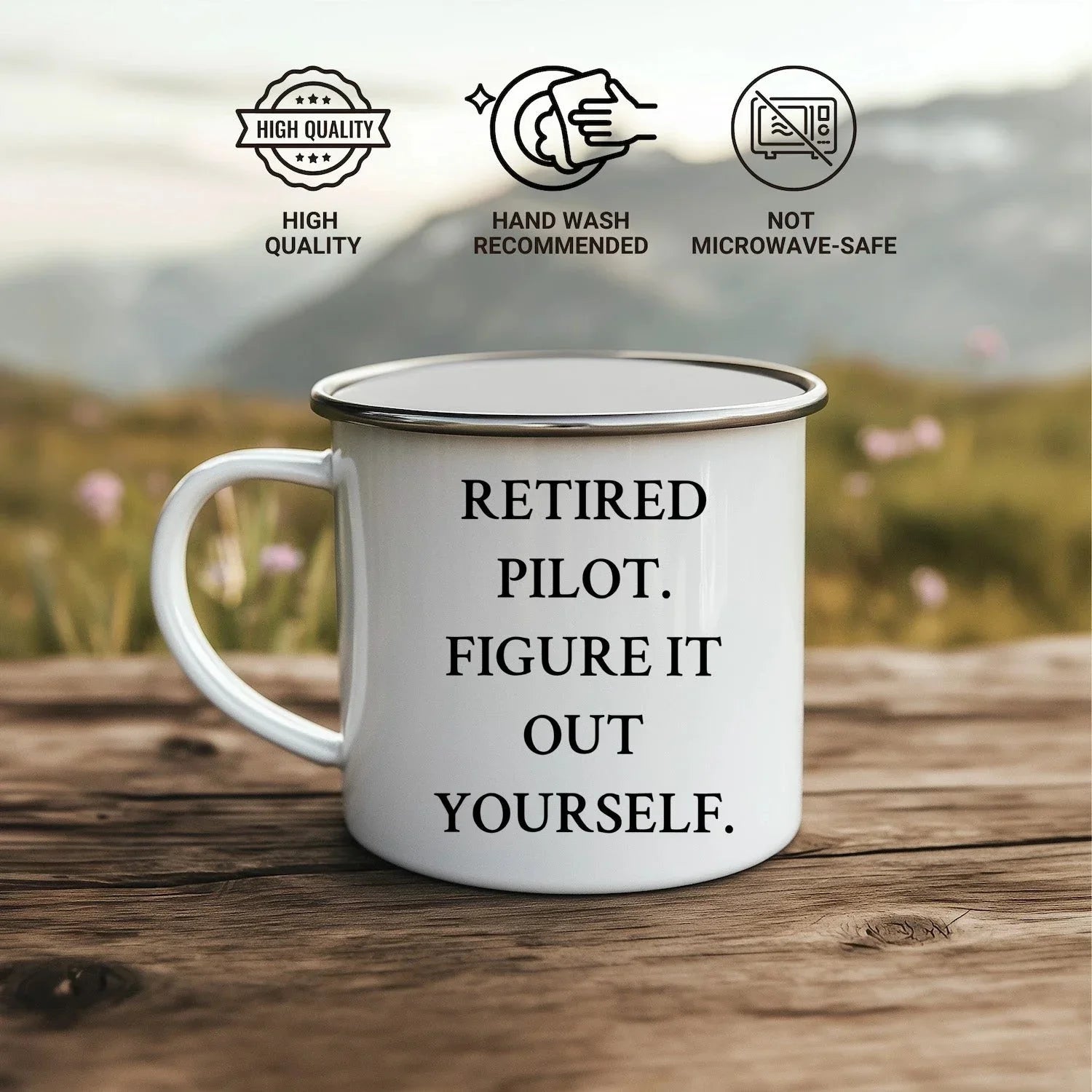 Pilot's Humorous Graduation Gift for Men or Women - Funny Camping Mug, 'Retired Pilot. Figure It Out Yourself.' Quote Gifts from Family