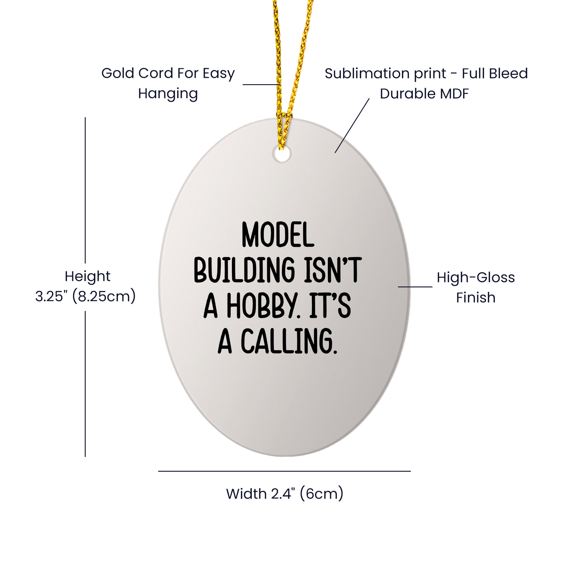Model Building Enthusiasts Gifts for Christmas - 'Model Building Isn't A Hobby. It's A Calling.' Oval Ornament from Friends - Mallard Moon