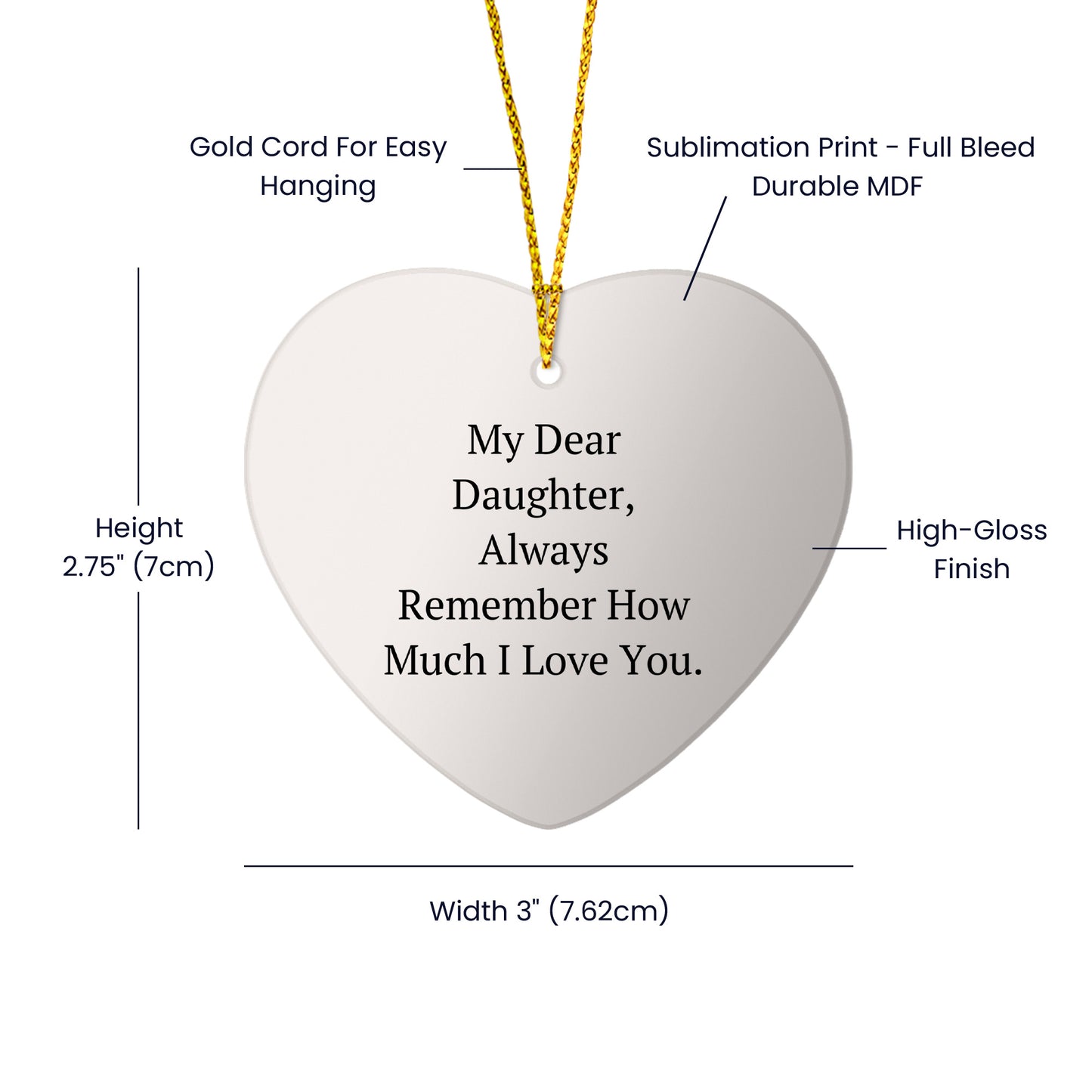 Daughter Heart Christmas Tree Ornament Always Remember How Much I Love You - Mallard Moon