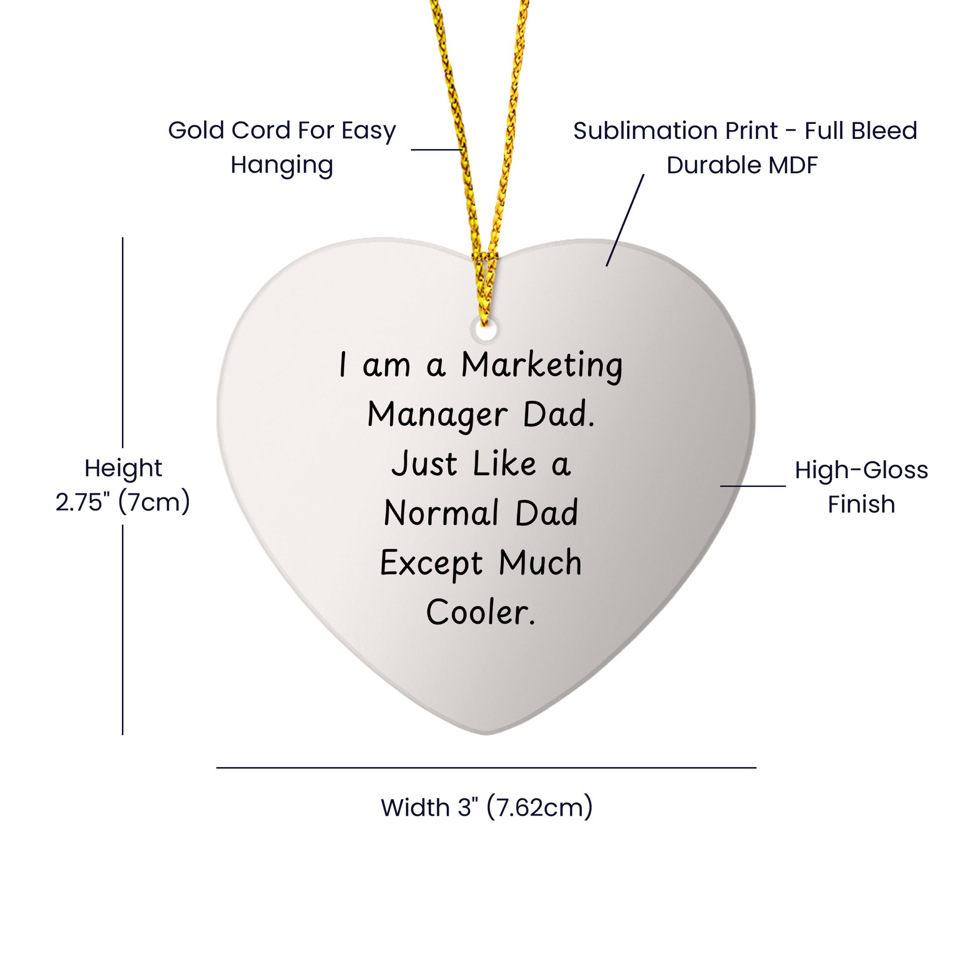 Funny Marketing Manager Dad Gifts - Heart Ornament for Christmas - 'I Am A Marketing Manager Dad' - Mallard Moon