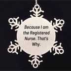 Funny Registered Nurse Gifts, Because I Am The Registered Nurse. That's Why., Snowflake Ornament for Christmas, Gifts from Friends, Gifts for Registered Nurse