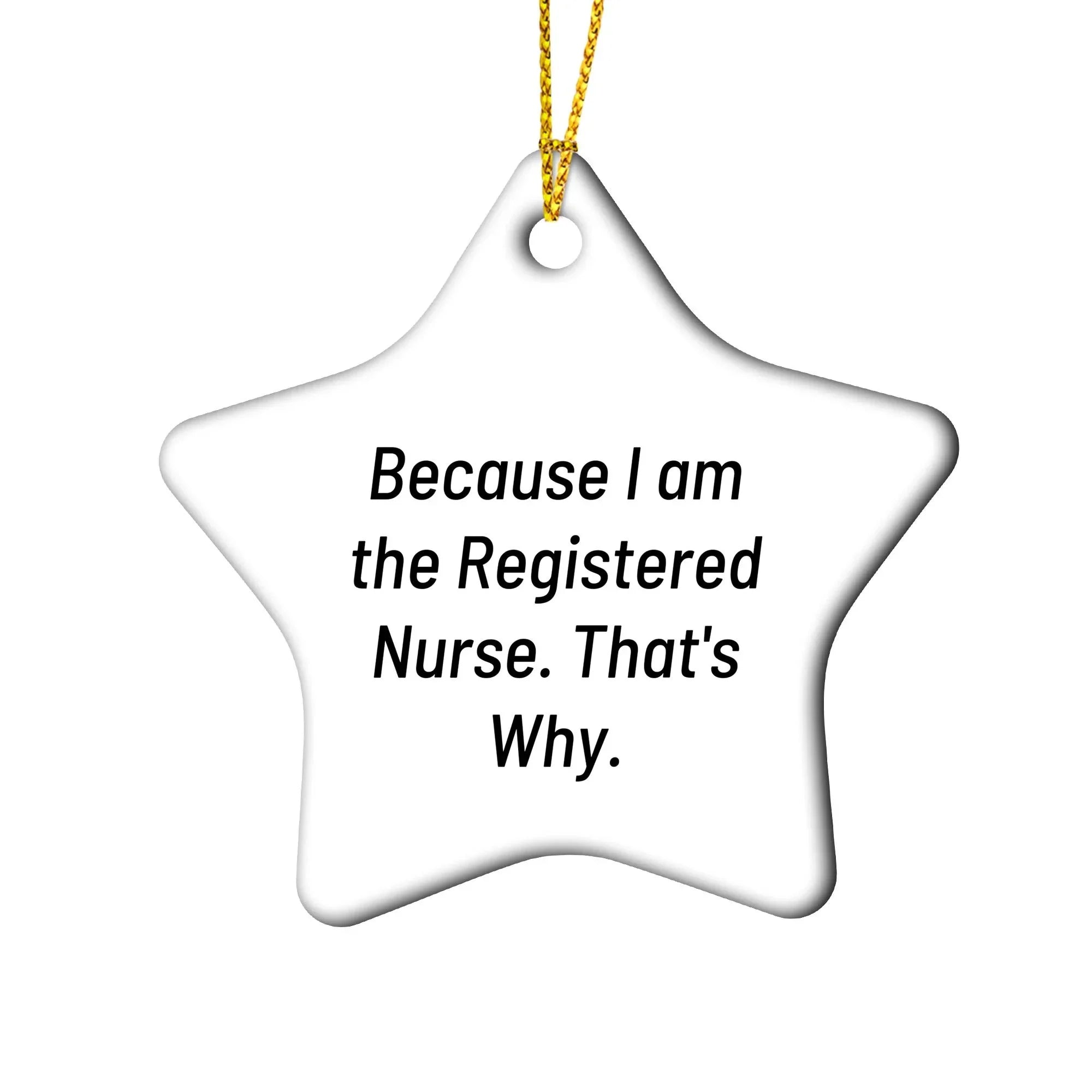 Funny Registered Nurse Christmas Tree cOrnament 'Because I Am The Registered Nurse. That's Why.' Gift