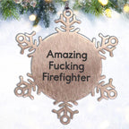 Funny Firefighter Snowflake Christmas Tree Ornament - Amazing -- Firefighter