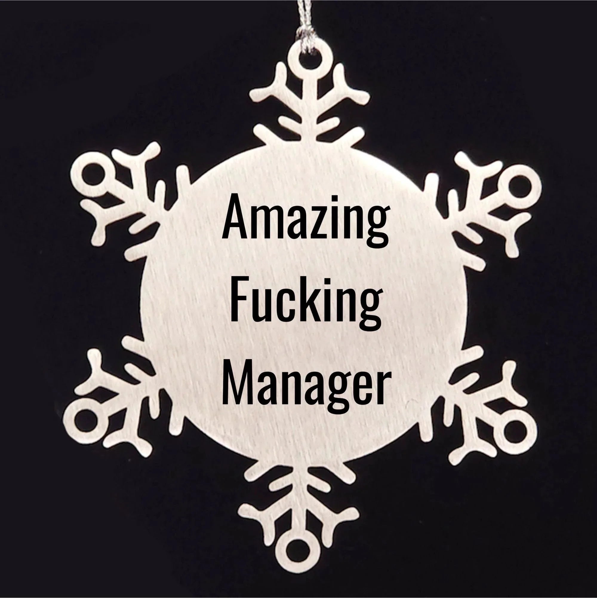 Funny Manager Gifts from Friends for Amazing Christmas Snowflake Ornament, Handcrafted from Premium Stainless Steel